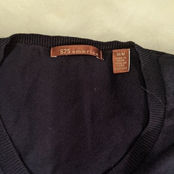525 America Navy V Neck sweater 3/4 sleeve medium - Picture 4 of 4